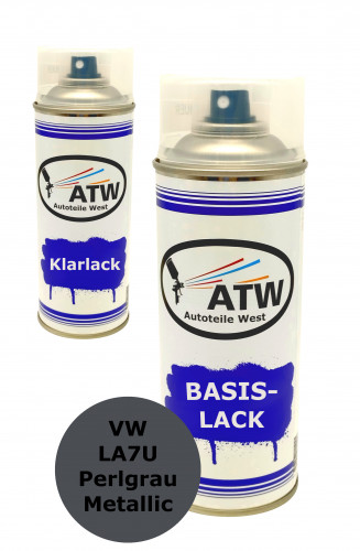 Autolack für VW LA7U Perlgrau Metallic+400ml Klarlack Set